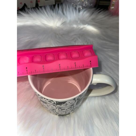 SPECTRUM Kitty Cat Friends Embossed 21oz Mug Cream PINK Hand Painted Cat Faces - Picture 9 of 9